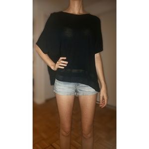 Club Monaco Navy Blue Crop Loose Tee